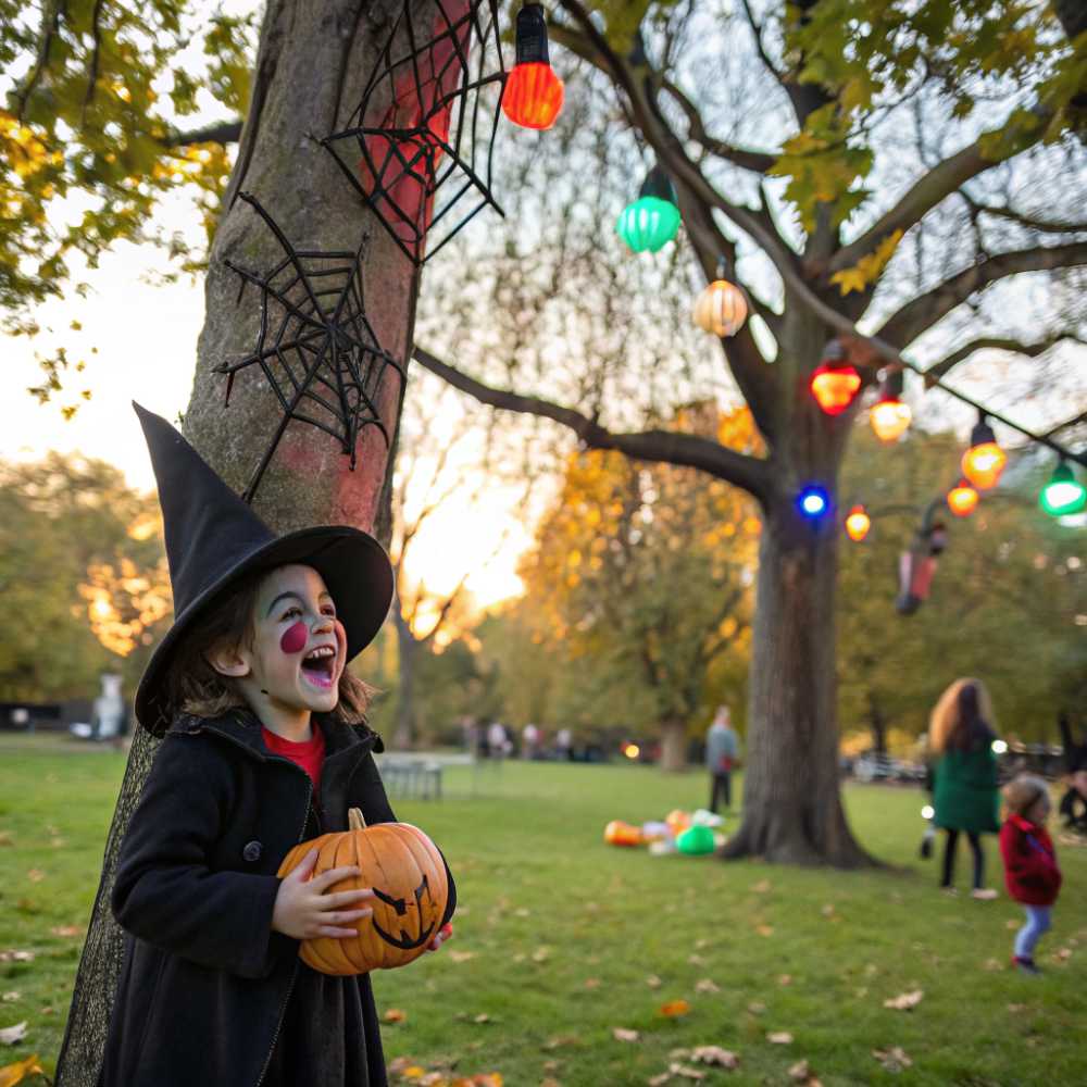 Little witch with a pumpkin Little witch with a pumpkin