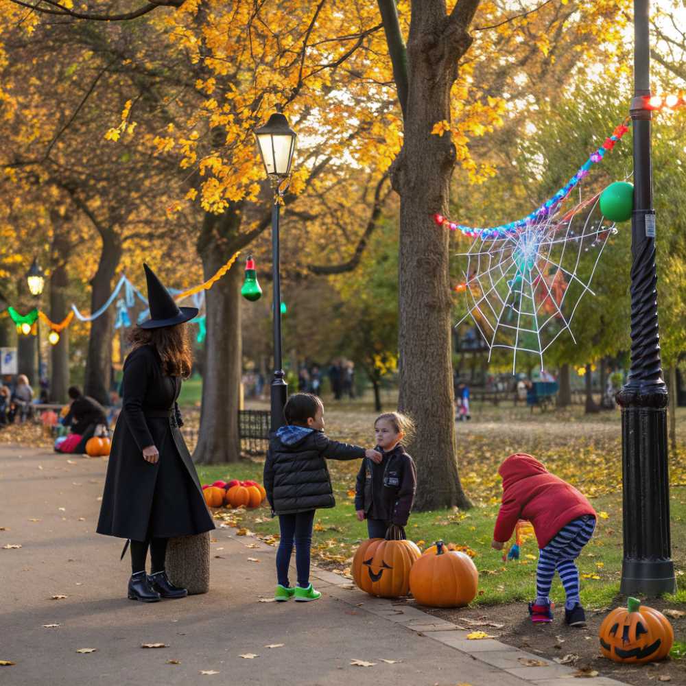 Witch parent with her kids Witch parent with her kids